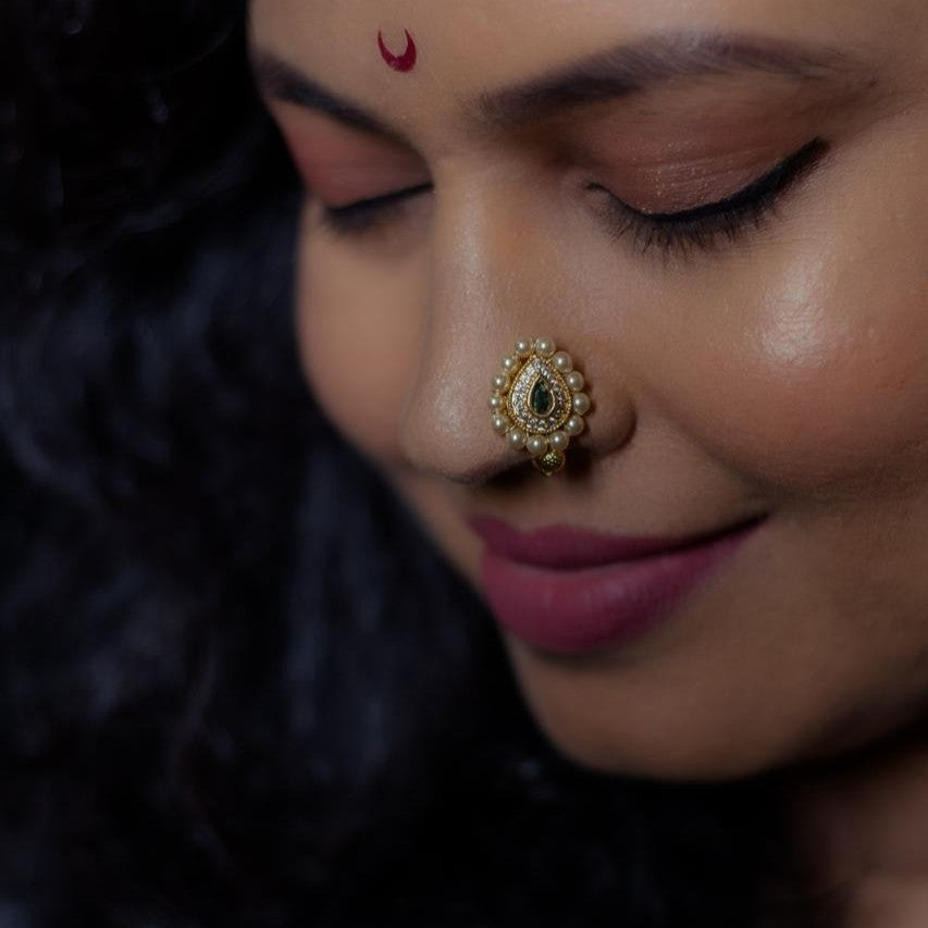 Kundan Drop nose pin