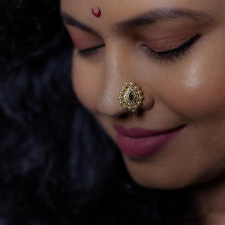 Kundan Drop nose pin